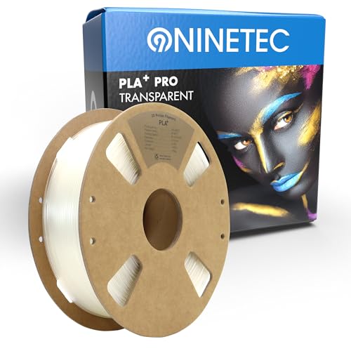 NINETEC BIO PLA+ Filament 1.75mm PLA Plus 3D Drucker Filament 1 kg Spule Maßgenauigkeit +/- 0,03mm PLA+ FDM Druckerverbrauchsmaterial PLA+ Pro Transparent