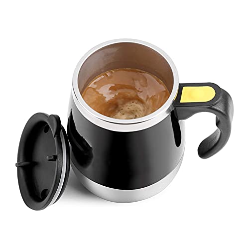 Wifehelper Elektrischer Edelstahl-selbstmischende Schalen-magnetische Rührende Kaffeetasse(Schwarz)