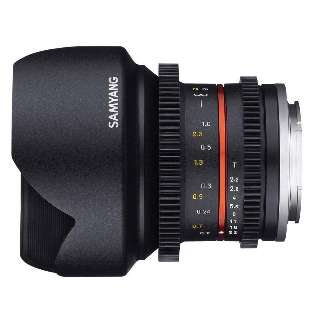 Samyang 12/2,2 Objektiv Video APS-C Sony E manueller Fokus Videoobjektiv 0,8 Zahnkranz Gear, Weitwinkelobjektiv schwarz