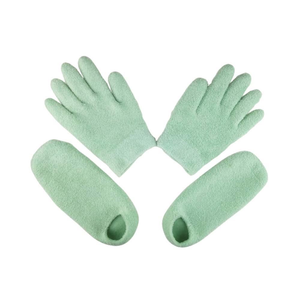 HEALLILY Feuchtigkeitsspendende Gel Booties Handschuhe für Trockene Haut Trockene Hände Füße Rissige Fersen Nagelhaut Raue Haut Abgestorbene Haut Lotionen Socken für Spa Home Salon 1 Set