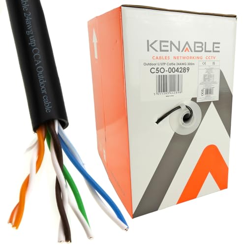 Außen Cat5E-CCA Aussen Ethernet Netzwerk Kabel Kabelrolle Solid UTP 305 m [305 Meter/305m]