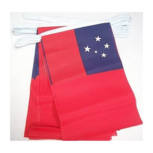 AZ FLAG FAHNENKETTE Samoa 12 Meter mit 20 flaggen 45x30cm- UNABHÄNGIGER Staat Samoa Girlande Flaggenkette 30 x 45 cm