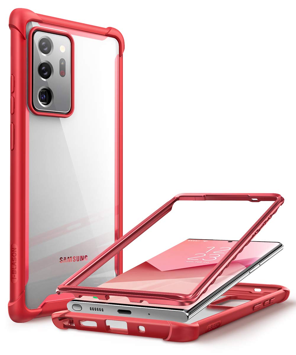 i-Blason Transparent Hülle für Samsung Galaxy Note 20 Ultra (6.9") 5G Handyhülle Bumper Case Robust Schutzhülle Cover [Ares] OHNE Displayschutz 2020 Ausgabe, Rot
