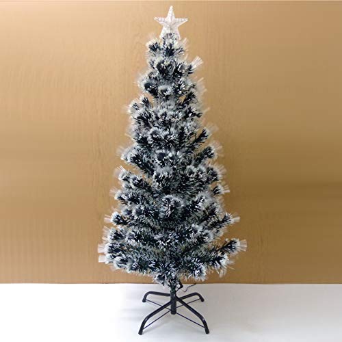 Starlet24® Weihnachtsbaum mit LED Glasfaser Künstlicher Tannenbaum Christbaum Weiss 180cm