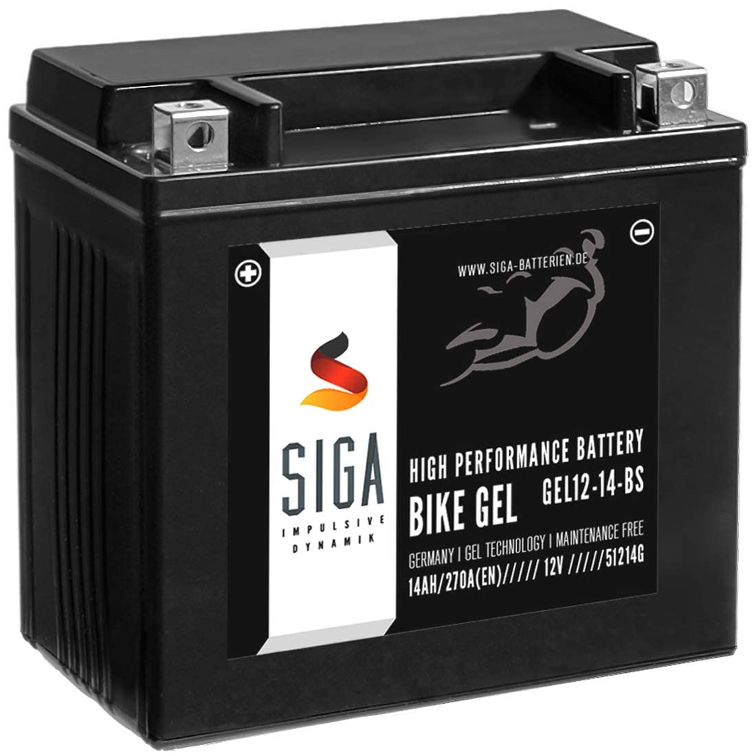 SIGA GEL Motorradbatterie 12V 14Ah 270A/EN GEL Batterie YTX14-BS GEL12-14-BS YTX14-4