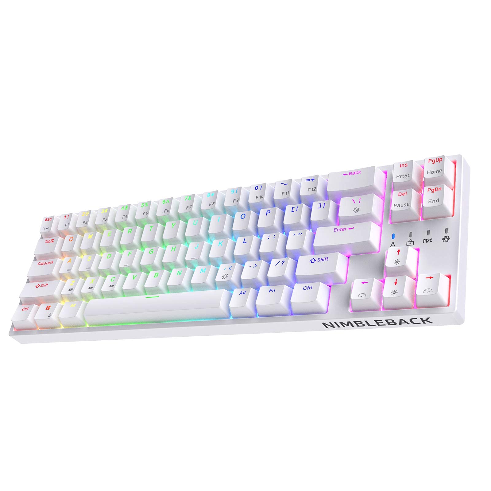 LTC NB681 Nimbleback Mechanische Tastatur, 65% Layout, RGB-Hintergrundbeleuchtung, Hot-Swap-fähigem braunen Schalter und Stand-Alone-Pfeil-/Steuertasten, Weiß