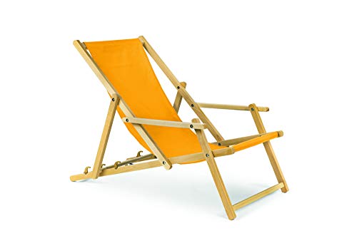 Holz-Liegestuhl mit Armlehne klappbar Farbe gelb Gartenliege Strandliege Klappliegestuhl Sonnenliege
