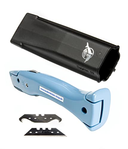 Delphin - Cuttermesser für Trapezklingen - Pastellblau - stabiles Hakenklingen Cuttermesser - Cutter & Universalmesser mit innovative Form – inkl. Trapez- & Hakenklinge
