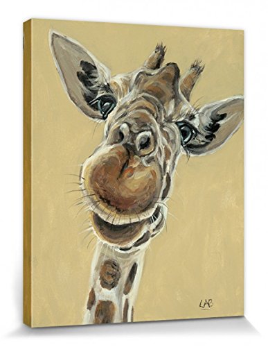 1art1 Giraffen - Hey, You Down There, Louise Brown Poster Leinwandbild Auf Keilrahmen 50 x 40 cm