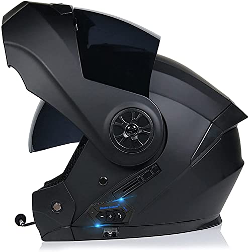 CFZWJ Motorrad Integralhelm Herren für Damen mit Sonnenblende Bluetooth Klapphelm mit Bluetooth Integriert Helm ECE/DOT Zertifiziert Racing Intercom Radio Helm