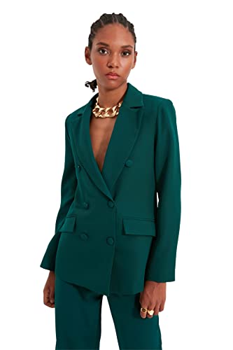 Trendyol Damen Trendyol Green Button Detailed Blazer Jacket Green , Grün, 36 EU