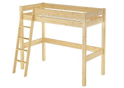Erst-Holz® Hochbett für Kinder 90x200 Kinderbett Stockbett Kiefer massiv V-60.20-09-20Z, Ausstattung:Rollrost inkl.