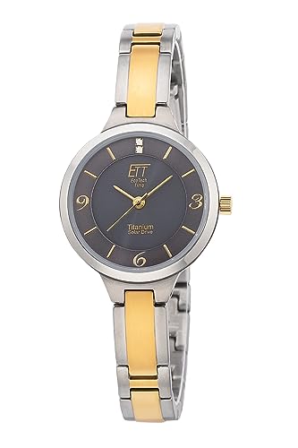 ETT Eco Tech Time Solar Damen Uhr Analog mit Titan Armband ELT-12146-52M