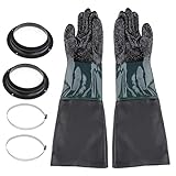 joyMerit 60cm Sandstrahlerhandschuhe PVC Arbeitschutz Handschuh für Sandstrahlkabine mit Klemme und Halter