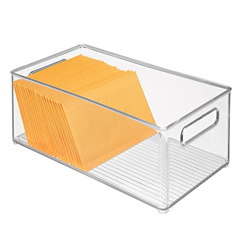 mDesign Aufbewahrungsbox für Bürobedarf – lange Sortierbox aus Kunststoff für den Schrank oder die Schublade – Kunststoffbehälter für Umschläge, Stifte usw. – durchsichtig