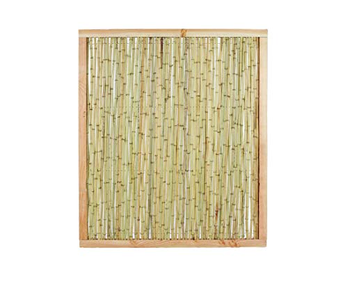 Bambuswand KOH Samui 2" mit 140x120cm Naturrahmen mit Bambusrohren Durch. 1,8 bis 2cm- Bambuswand Trennwand Sichtschutz Sichtschutzwände Bambuszäune