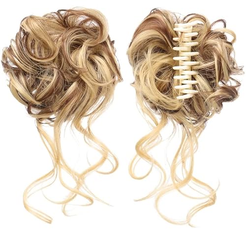 Haarteil Synthetischer Chignon Messy Curly Claw Haarknoten Scrunchy Fake False Hair Band Tail for Frauen Haarteile Blonde Haarteil Haargummi (Color : SW207-02)