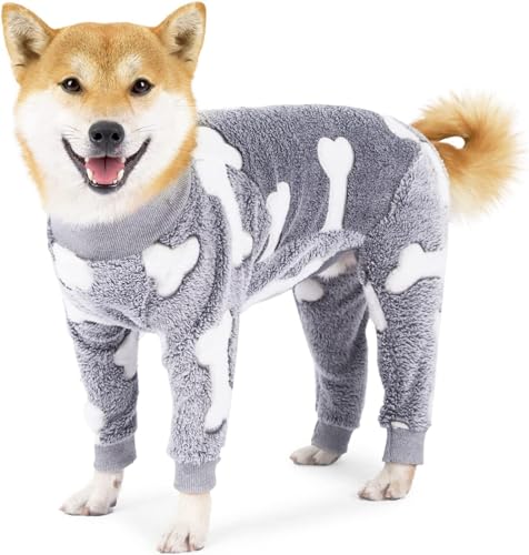 Hunde-Pyjama, superweiches Flanell, warm, für den Winter, dehnbar und atmungsaktiv, für mittelgroße oder große Hunde bei kaltem Wetter, Größe M, A
