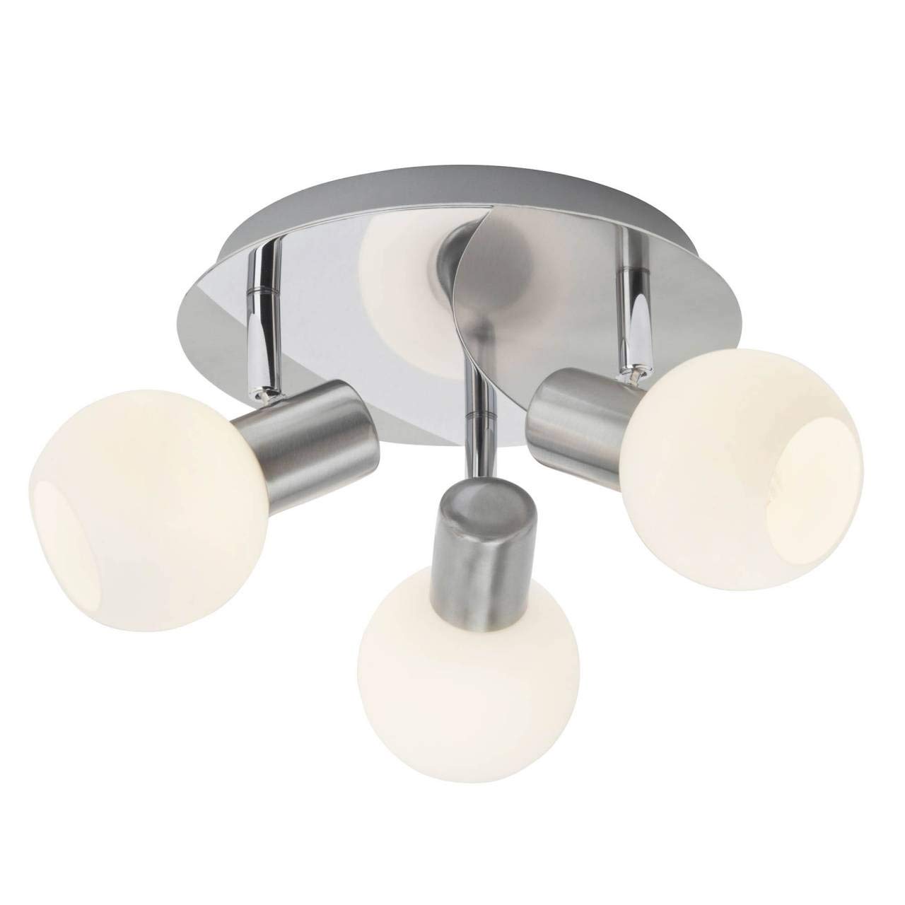 BRILLIANT Lampe Tiara Spotrondell 3flg eisen/weiß | 3x D45, E14, 40W, geeignet für Tropfenlampen (nicht enthalten) | Köpfe schwenkbar
