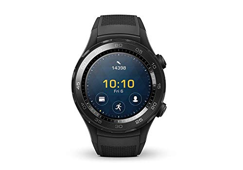 HUAWEI Watch 2 Classic (Bluetooth) Smartwatch mit schwarzem Lederarmband (NFC, Bluetooth, WLAN, Android Wear/Wear OS by Google) grau