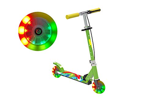 FA Sports - Velotouro Tretroller für Kinder, höhenverstellbar, mit LED-beleuchteten Rädern, Handbremse und patentiertem One-Klick-Mechanismus, für Jungen und Mädchen