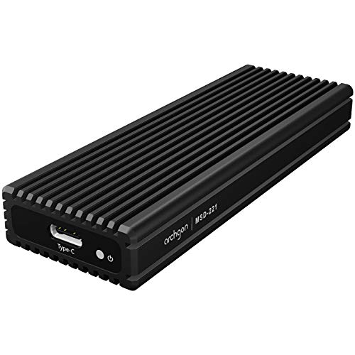 Archgon MSD-221 Externes M.2 NVMe SSD Gehäuse, PCIe M-Key 2280 2260 2242 2230, USB 3.1 GEN2 Type-C, Aluminium Schwarz