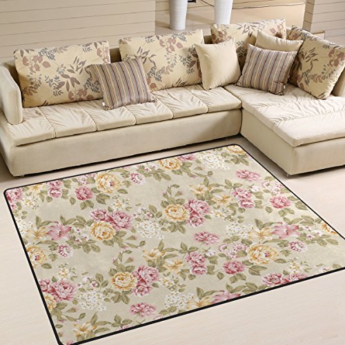 Use7 Teppich für Wohnzimmer, Schlafzimmer, Blumenmuster, 160 x 122 cm