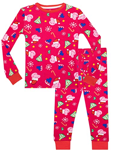 Peppa Pig Mädchen Schlafanzug Weihnachten Slim Fit Rosa 116