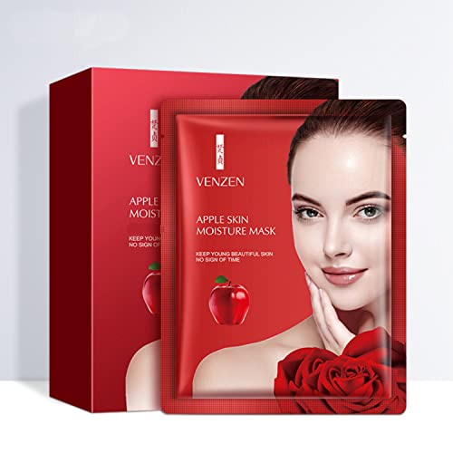 VENZEN Red Apple Skin Moisture Face Mask Hyaluronic Acid Facial Refreshing Replenish Care 25g x 10pcs (10 pack)