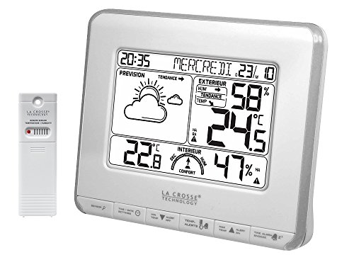 La Crosse Technology WS6818 Wetterstation mit Komfort-Anzeige, Weiß/silberfarben