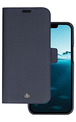 dbramante1928 New York - Flip-Hülle für Mobiltelefon - pebbled full-grain sustainable leather - Pazifikblau - für Apple iPhone 14 Pro