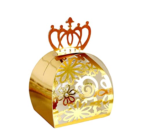 Papier-Süßigkeitsschachteln, Hochzeitsgeschenke, Hochzeitsbevorzugungsschachteln, Papier-Süßigkeits-Leckerei-Box, hohle Kronen-Geschenkbox for Brautparty, Babyparty, Weihnachtsfeier, 50 Stück (Farbe: