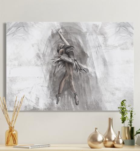 MyMaxxi - Premium Leinwandbild auf Keilrahmen Ballerina wandgrau Wandbild Design Wand Dekoration, Gemälde grau Leinwand - Tänzerin, Groesse_leinwand:70x100 cm