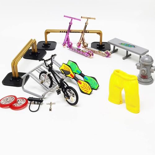 FLADO Mini Simulation Fahrrad Finger Skateboard Feld Szene Kombination Spielzeug Set Roller + Fahrrad + Schlauch