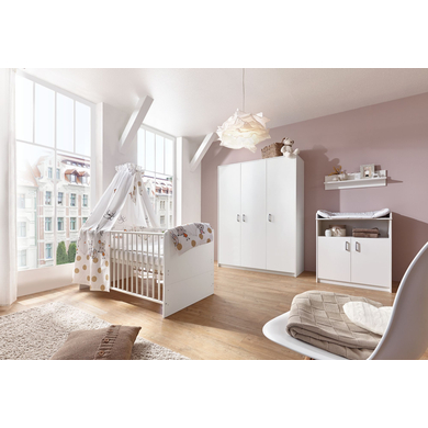 Schardt 11 519 02 00 Komplett Kinderzimmer Classic White, Kombi - Kinderbett mit Umbaukit, 70 x 140 cm, weiß
