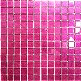 Klarglas Mosaik Fliesen Matte in dunklem Pink mit Glitzer. Verkleidung für Wände (MT0018) (1QM, 11 Matten))