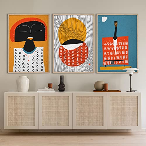 Rumlly African Art Painting Modern Boho Home Decor Afro Figures Print African Ethnic Posters Colorful of Africa Wall Pictures 70x100cmx3 No Frame