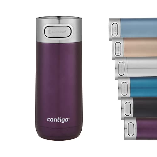 Contigo Luxe Autoseal Thermobecher, Edelstahl-Reisebecher, Isolierflasche, auslaufsicherer Becher, spülmaschinenfest, Kaffeebecher mit Easy-Clean-Deckel BPA-frei; Merlot, 360 ml