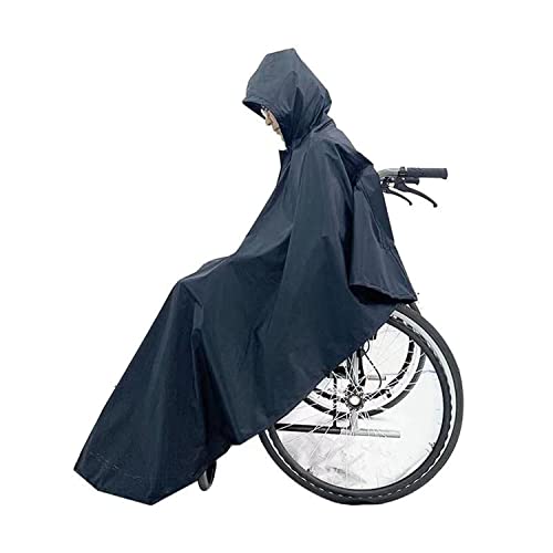 HJXX Wasserdichter Poncho für Rollstuhl - Regencape für Rollstuhlfahrer- inkl. Reflexionsstreifen - einfache Handhabung, leichtes An- und Ausziehen,Schwarz,Medium