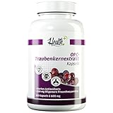 Health+ OPC Traubenkernextrakt - 120 Kapseln mit 200 mg reines OPC Pulver mit 50% OPC Gehalt, hochdosiert, Premium Qualität aus französischen Trauben, Made in Germany