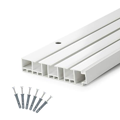 DQ-PP] 360cm (4 x 90 cm + Verbinder) Gardinenschienen PVC 3 - läufig Innenlaufschienen Deckenschiene