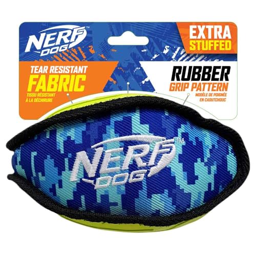 Nerf Dog 17,8 cm Tuff Rubber – Nylon Camo Plüsch Fußball Poly gefüllt – Grün/Blau