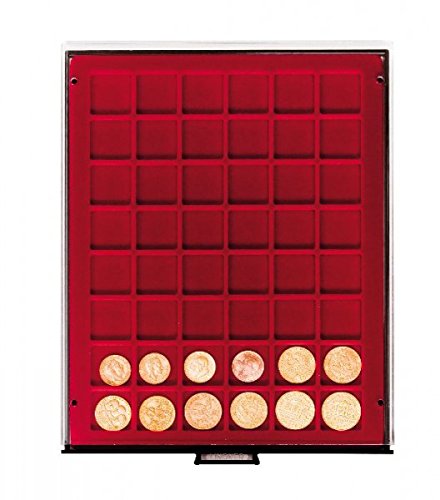 LINDNER Das Original Münzbox RAUCHGLAS mit 48 quadratischen Fächern für Münzen/Münzkapseln bis Ø30 mm
