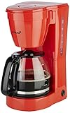 Korona 10117 Kaffeemaschine in Rot | Filter-Kaffeeautomat | Mit Glaskanne | Für 12 Tassen Kaffee | Warmhalteplatte | Schwenkfilter | 800 Watt
