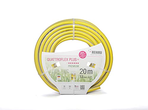 Rehau QUATTROFLEX PLUS + Gartenschlauch Wasserschlauch PVC gelb, 20 Meter 1/2