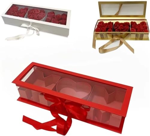 Leeres Blumengeschenk in Buchstabenform for Mütter, befüllbare Schokoladen-Erdbeerblumen-Verpackungsbox, dekorative Box for DIY-Geschenkverpackungen (Size : Red)