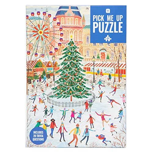 Talking Tables Eislaufen 1000 Teile Weihnachtspuzzle für Erwachsene | Illustriertes Winterpuzzle mit Weihnachtsbaum und Marktszene | Geschenk für sie, ihn
