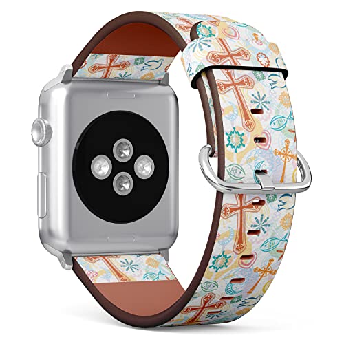 IKIKI-TECH Kompatibel mit Apple Watch-Armband, 38 mm, 40 mm, 41 mm (christliches Symbol-Muster), veganes Ersatzarmband für iWatch Series 8, 7, 6, 5, 4, 3, 2, 1 Ultra SE