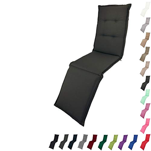KOPU® Deckchair Auflage Prisma Grey | Auflagen für Liegestuhl | Grau Garten Kissen 200 x 50 cm | 19 Einfache Farben | Robuster Schaumstoff für zusätzlichen Komfort