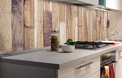 DIMEX LINE Küchenrückwand Folie selbstklebend HOLZLATTEN 180 x 60 cm | Klebefolie - Dekofolie - Spritzschutz für Küche | Premium QUALITÄT